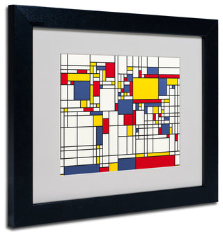 'Mondrian World Map' Matted Framed Canvas Art by Michael Tompsett