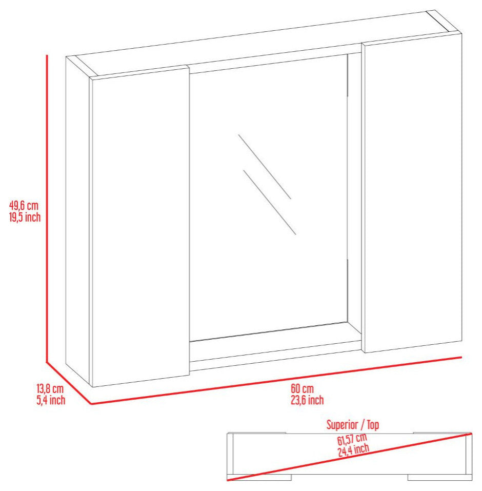 DEPOT E-SHOP Garnet Medicine Cabinet with Mirror, Black, 6 Inner Shelves
