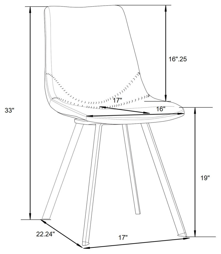 LeisureMod Markley Leather Dining Chair With Gold Legs Set of 4, Gray