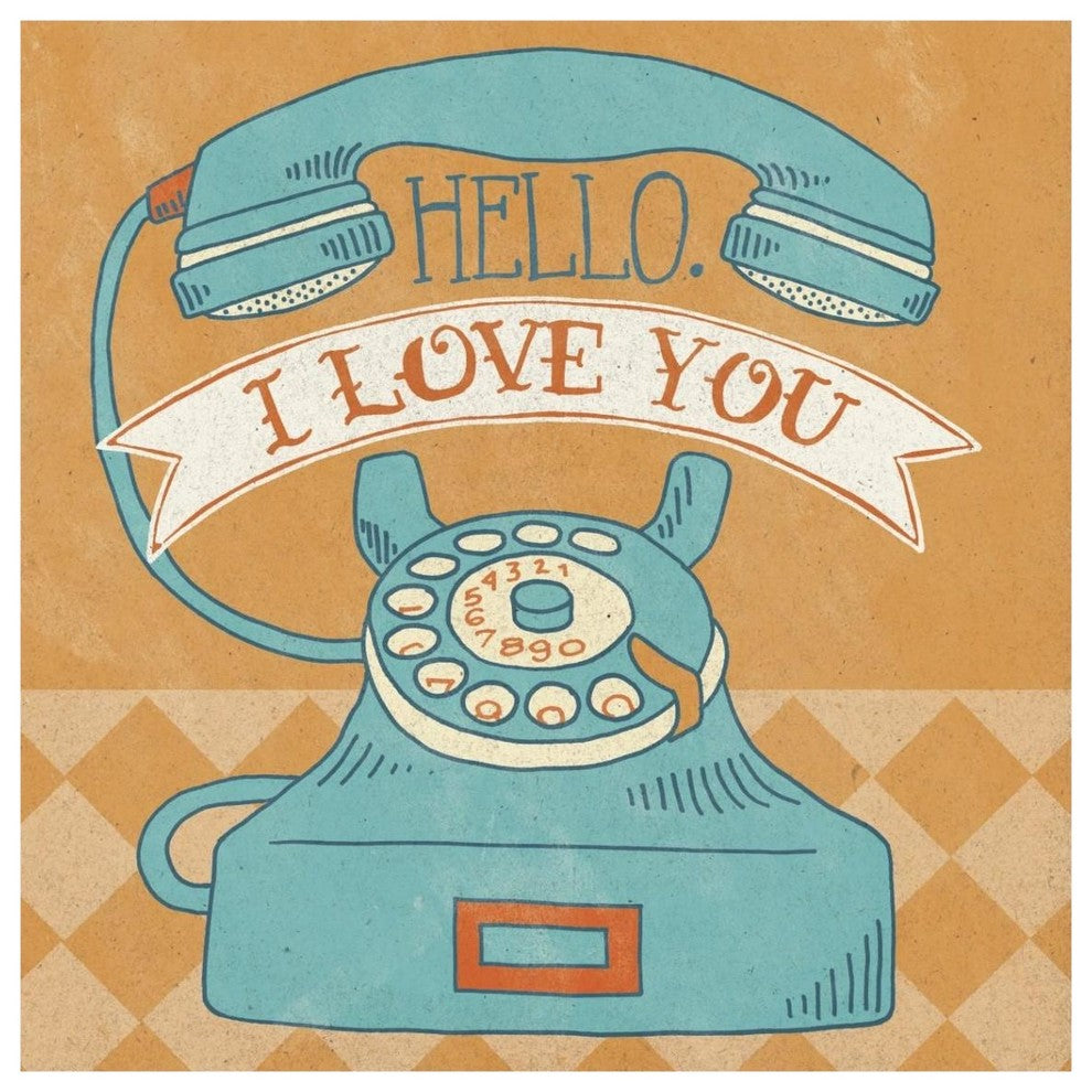 "Hello I Love You Orange" Digital Paper Print by Mary Urban, 38"x38"