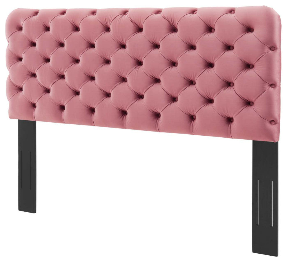 Tufted Headboard, Twin Size, Velvet, Pink, Modern Contemporary, Bedroom Master