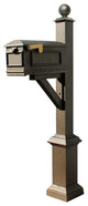 Westhaven System With Lewiston Mailbox, Square Base, Large Ball Finial, Bronze