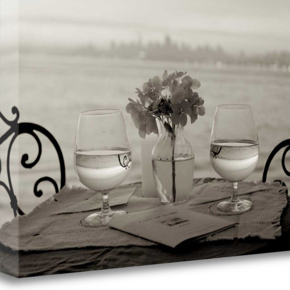 Black and White Romantic Date For Two City 3 Giclee Wrap Canvas Wall Art