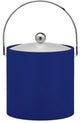 Blue 3 qt. Ice Bucket, Chrome Bale Handle, Chrome Round Knob, Frosted Vinyl Lid