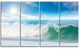 "White and Blue Waves under Sun" Canvas Print, 4 Panels