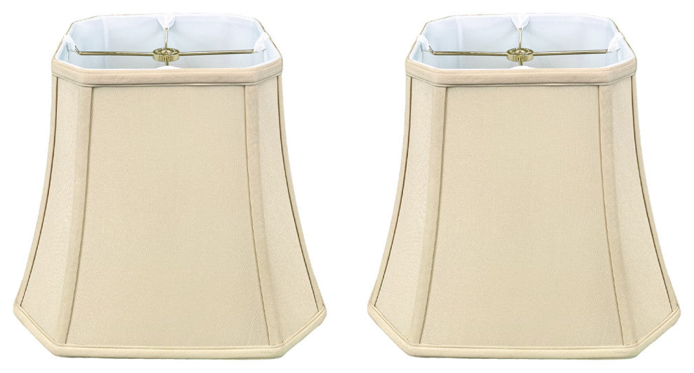 Royal Designs Square Cut Corner Bell Lamp Shade, Beige, 8"x14"x11.25", Set of 2