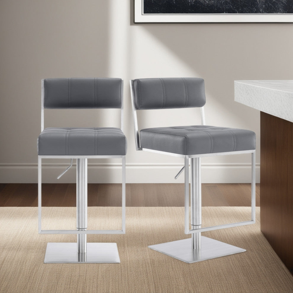 Michele Contemporary Swivel Barstool in Brushed Stainless Steel
