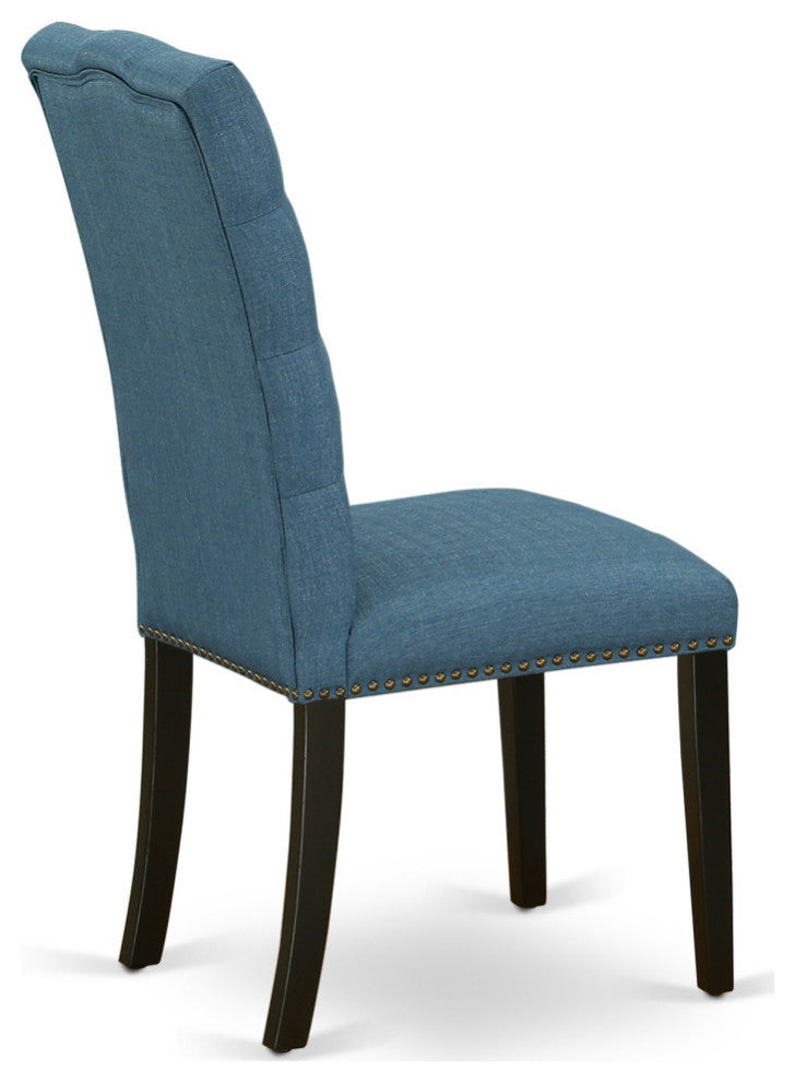 Elsa Parson Chair With Black Leg And Blue Color Fabric Color Set of 2