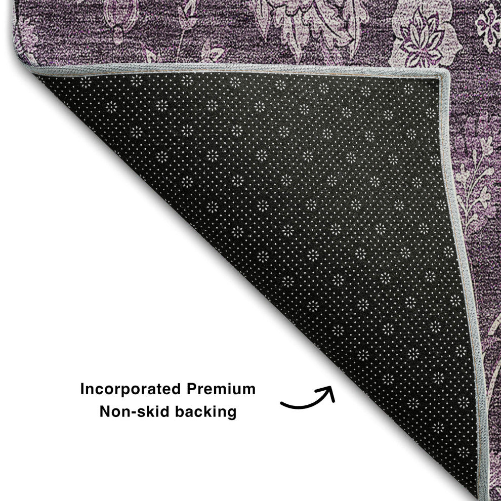 Premium Machine Washable Mayfield AMF680 Plum 3'' x 5'' Rug