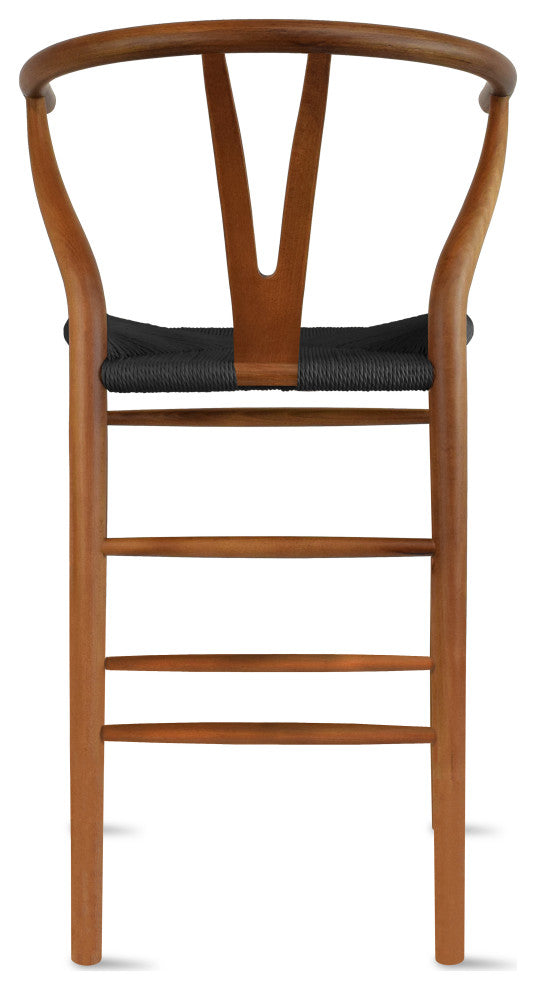 Solid Wood Natural Counter Height with Y Back Woven Black Seat Fully Assembled, Espresso