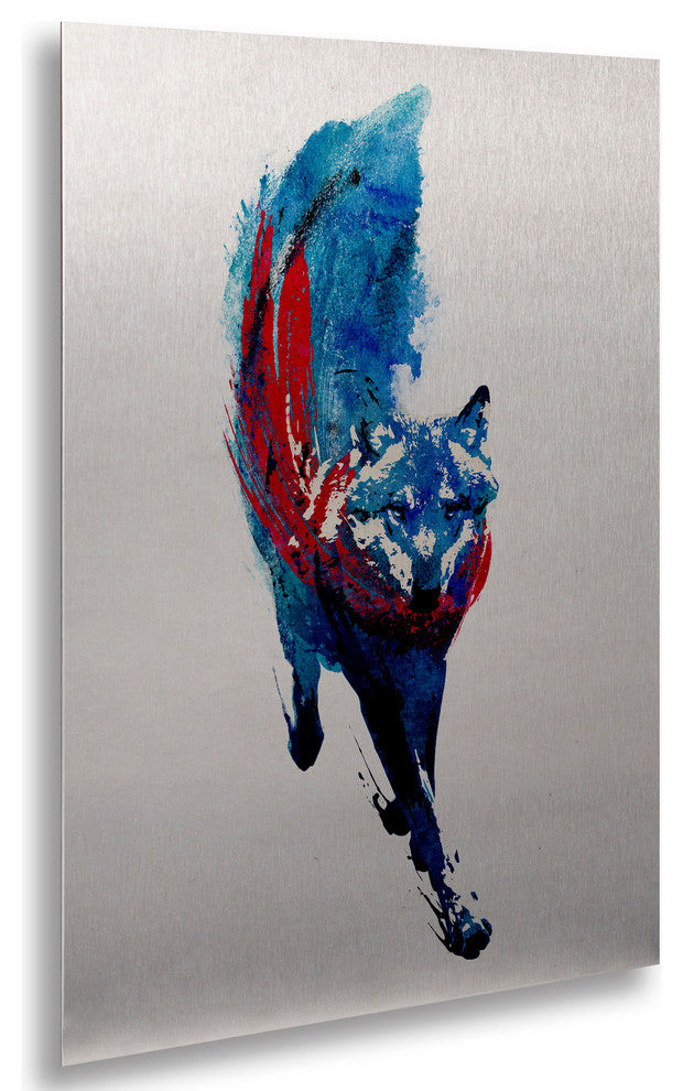 Robert Farkas ''Lupus Lupus'' Floating Brushed Aluminum Art, 22x16