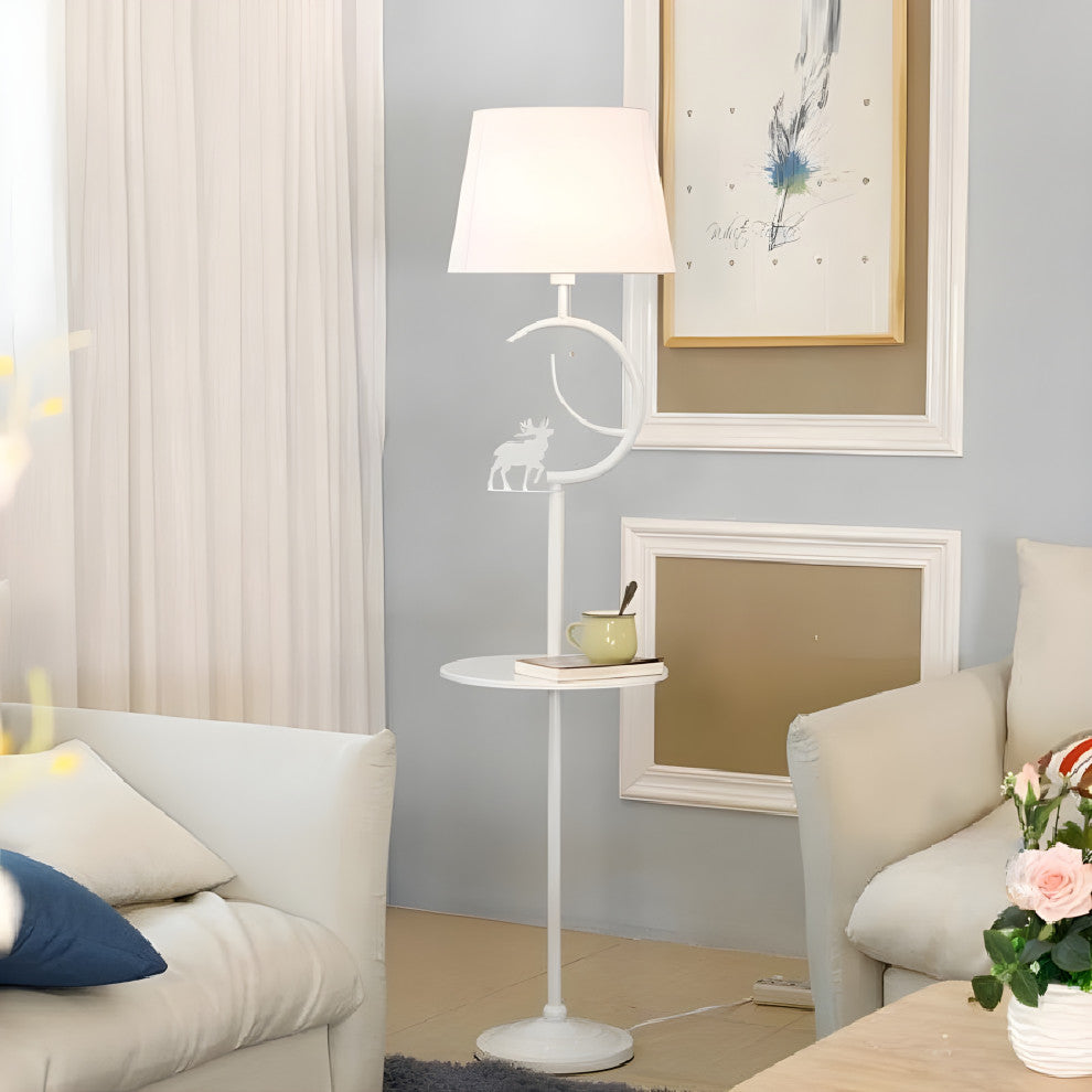 Cortaillod | Creative American Style Floor Lamp With Deer, White