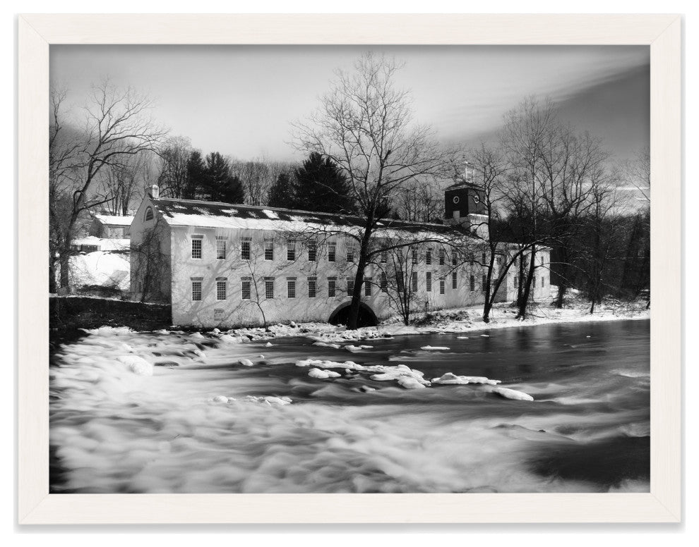 Winter at Powder Mill Rural Landscape Framed Photo Paper Wall Art Prints, White, 11" X 14"