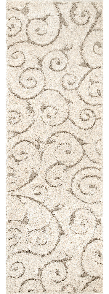 Nuloom Swirls Low-High Shag Area Rug, Cream 2'8"x8'Runner