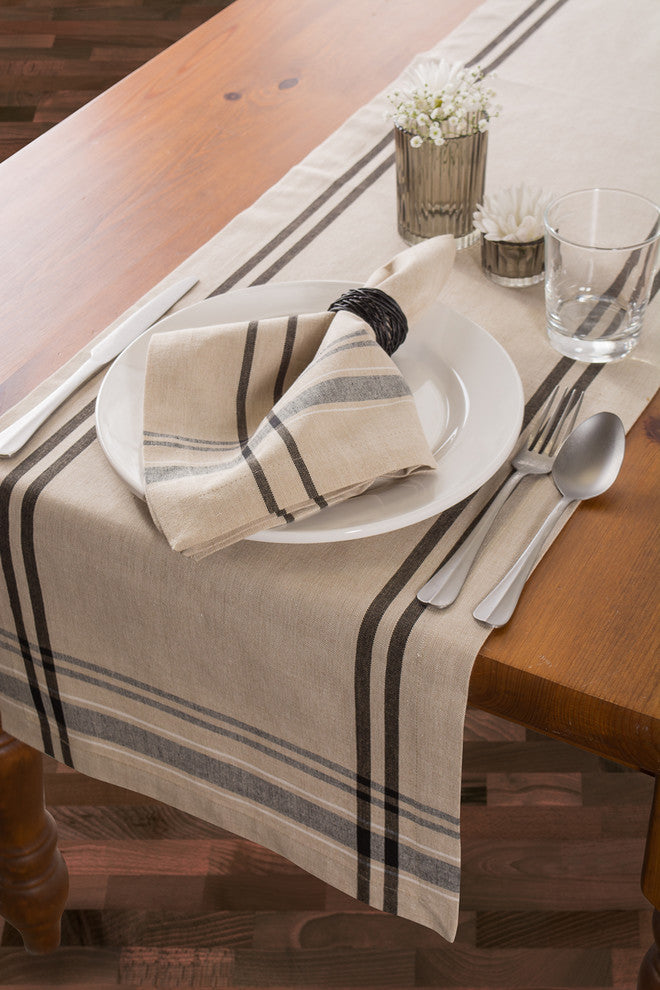 DII Black French Stripe Table Runner 14"x72"