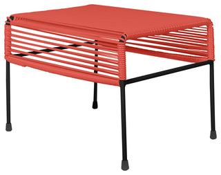 Atom Indoor/Outdoor Handmade Ottoman with Black Frame, Papaya Weave