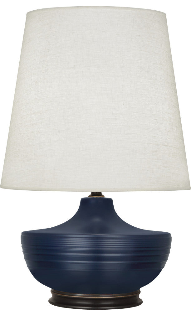 Michael Berman Nolan Table Lamp, Matte Midnight Blue and Patina Bronze