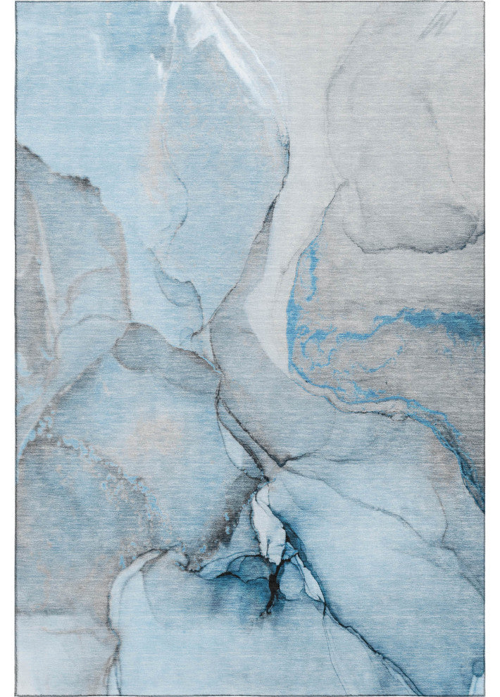 Premium Machine Washable Mayfield AMF506 Blue 3' x 5' Rug