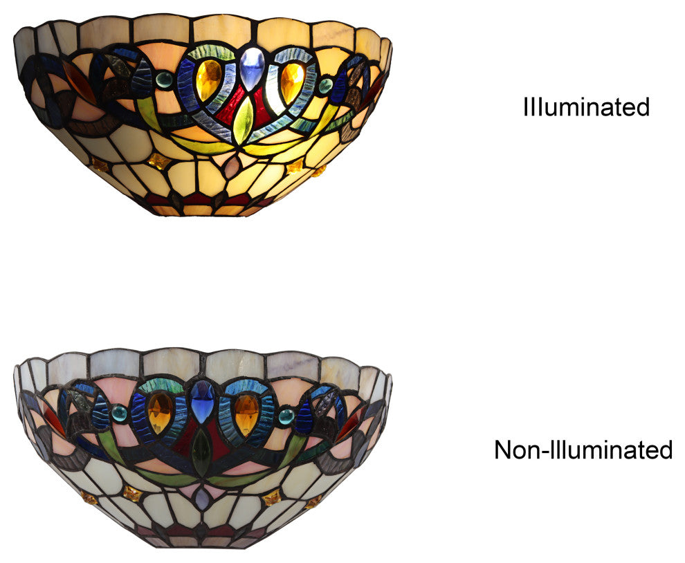 Serenity Victorian Tiffany-Style 1 Light Wall Sconce 12" Wide