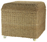 Seagrass Rolling Wicker Storage Ottoman
