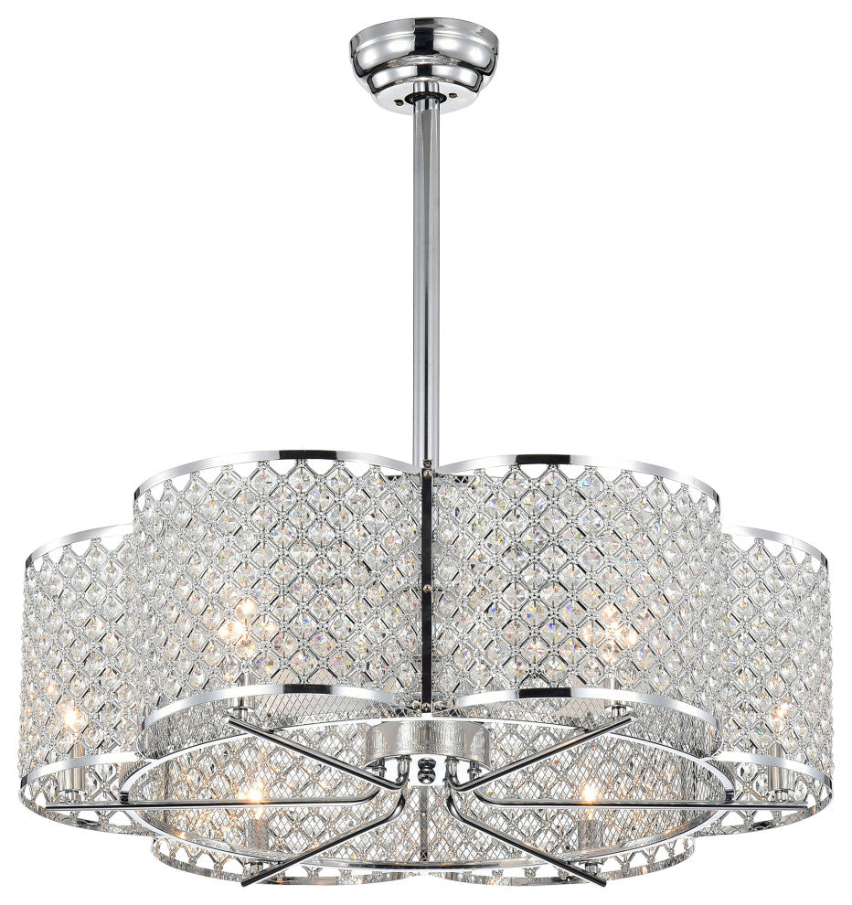 WAREHOUSE OF TIFFANY'S CFL-8421CH Wellane 30.12 in. 6-Light Indoor Chrome