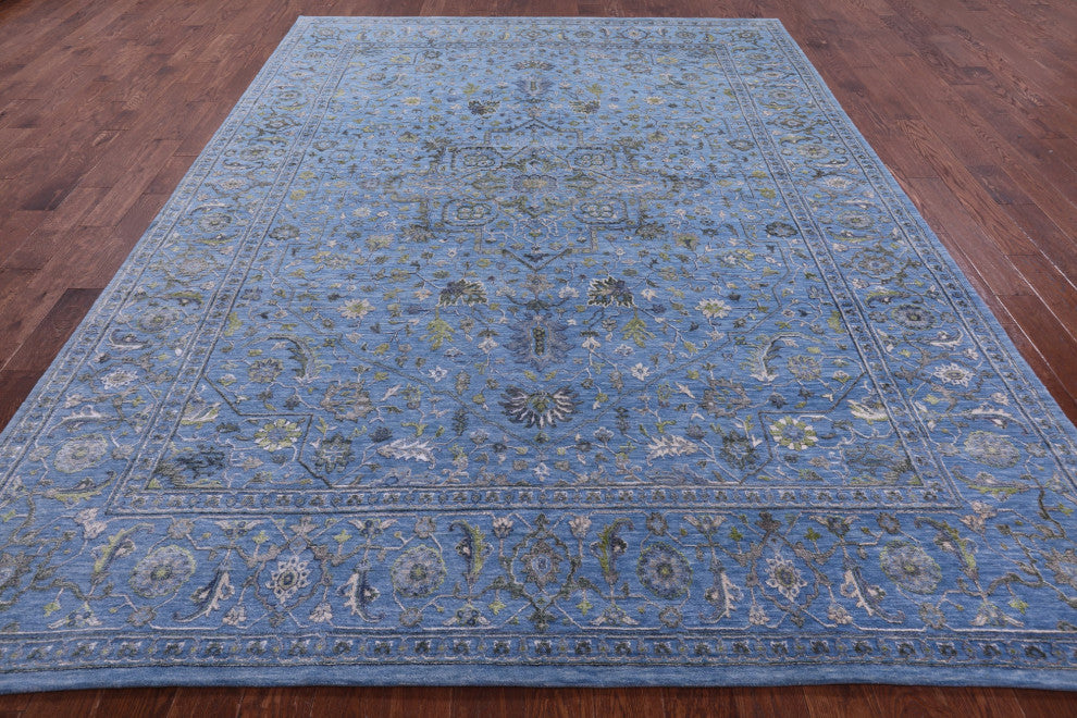 8' 8" X 11' 10" Persian Heriz Serapi Handmade Wool & Silk Rug - Q15537
