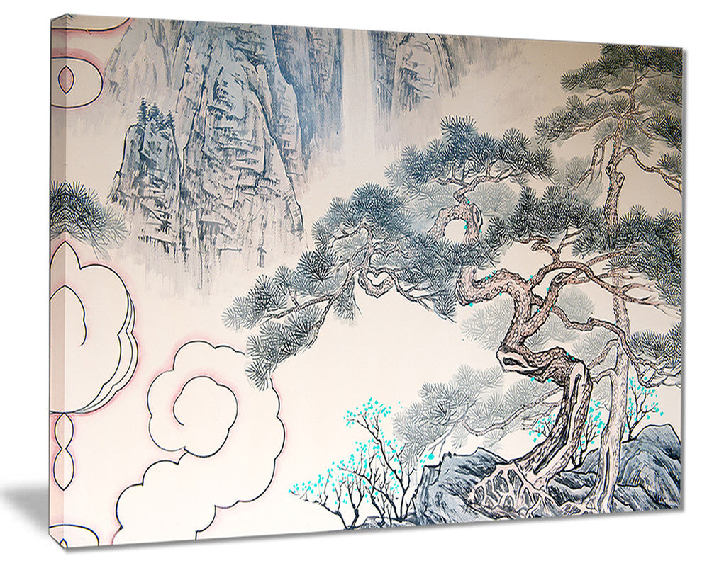 "Chinese Blue Tree Art" Canvas Print, 20"x12"