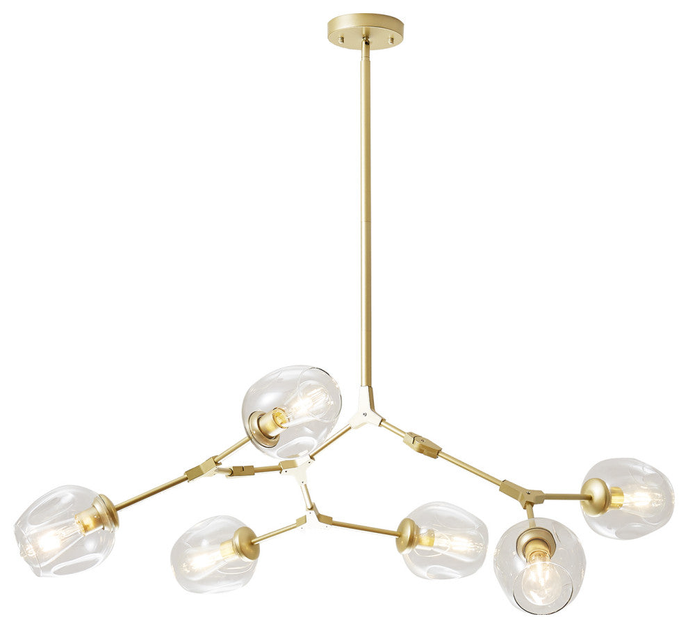8-Light Adjustable Colorful Glass Shades Chandelier Pendant,Clear Glass Shades, Clear, 6light