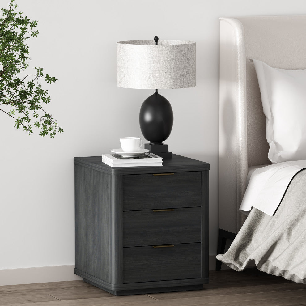 Manhattan Comfort Evelyn Nightstand, Charcoal Gray, Single