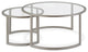 36" Nickel and Glass Round Nested Coffee Tables, 2-Piece Set