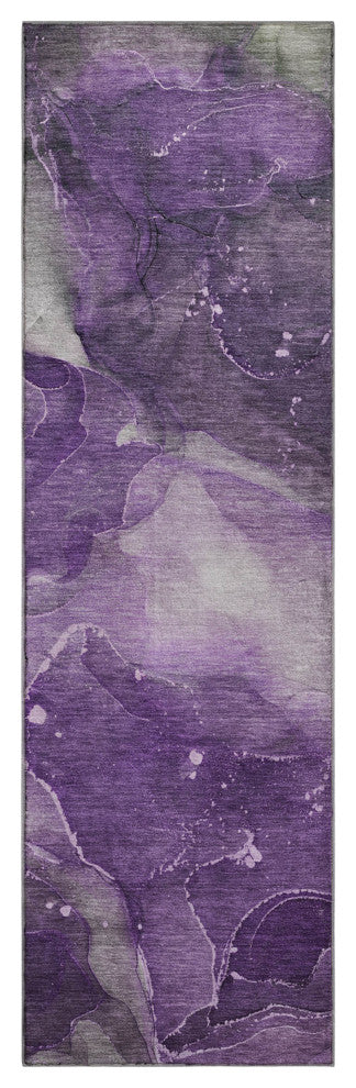 Premium Machine Washable Mayfield AMF522 Purple 2'3" x 7'6" Runner Rug
