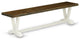 East West Furniture V-Style 15x72" Wood Dining Bench in White/Brown