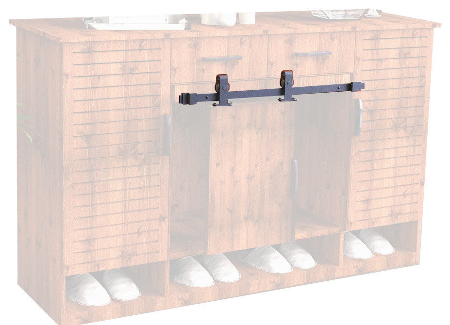 Mini Sliding Barn Door Hardware Kit, Bend T-Shape Design, 24", Double