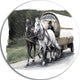 Horse Cart Black And White, Animal Painting Round Wall Art, 23"