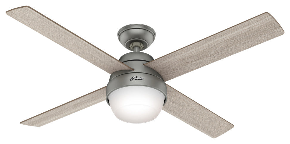 Hunter 52" Marietta Matte Silver Ceiling Fan, LED Light and Remote Control