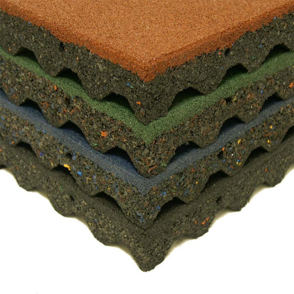 Rubber-Cal Eco-Safety Interlocking Tiles, 2.5", Red, 10 Pack