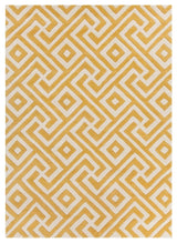 Davin Contemporary Area Rug, Yellow and Cream, 7'x10'