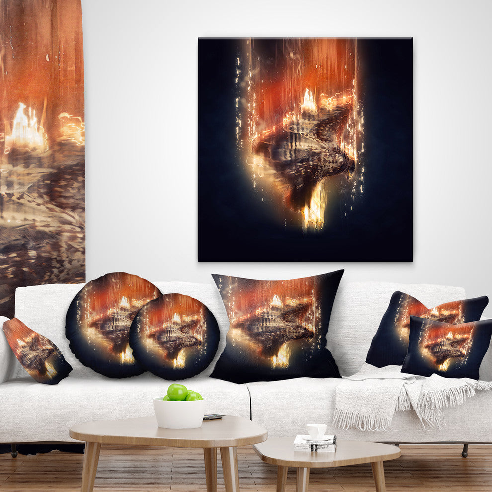 Large Falcon in Flight Animal Throw Pillow, 18"x18"