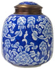 Oriental Handmade Blue White Porcelain Metal Lid Container Urn Hws1646