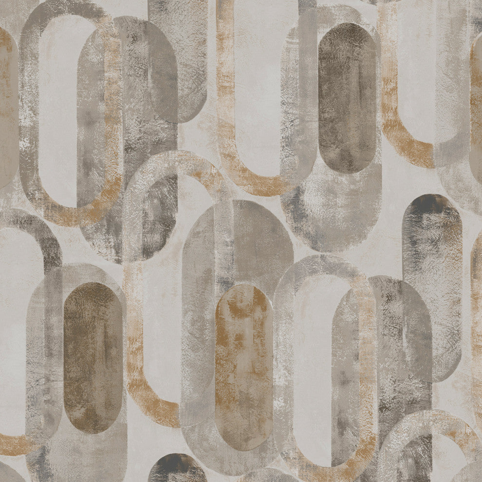 Sublime Oval Shapes Wallpaper, Gold