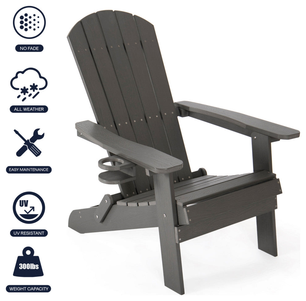 Inspired Home Colston Outdoor Chair, Weather Resistant, Charcoal Gray