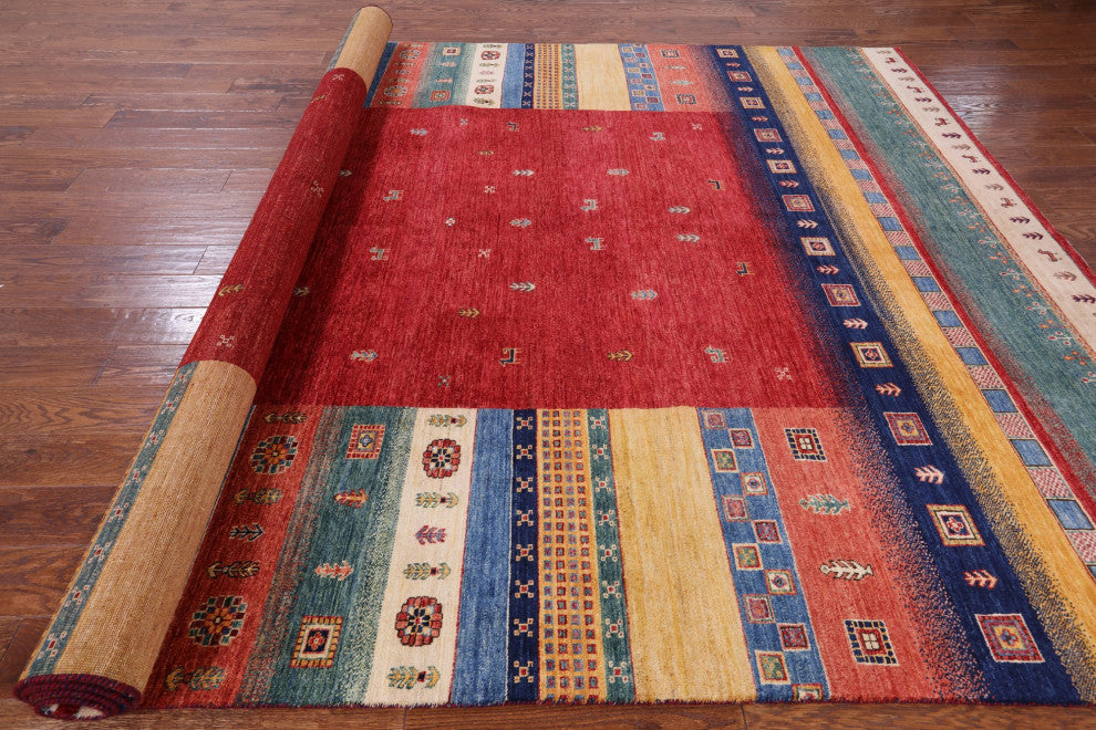 8' 4" X 12' 0" Tribal Persian Gabbeh Handmade Wool Rug Q4892
