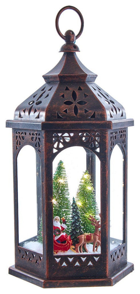 Kurt Adler 13" Battery-Operated Lighted Lantern With Santa