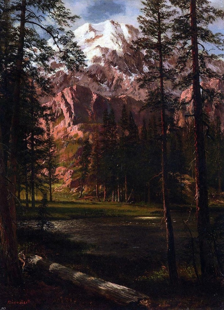 Albert Bierstadt Mountain Lake, Gallery Wrapped Canvas Print, 18"x27"