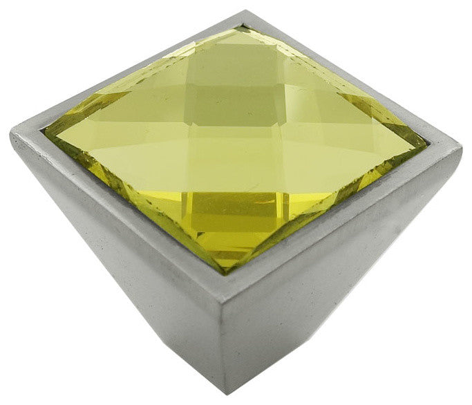 MultiFaceted Golden Topaz Brushed Nickel Square Frustum Knob