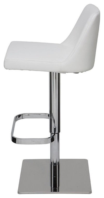 Rome Adjustable Bar Stool Naugahyde Leather, White