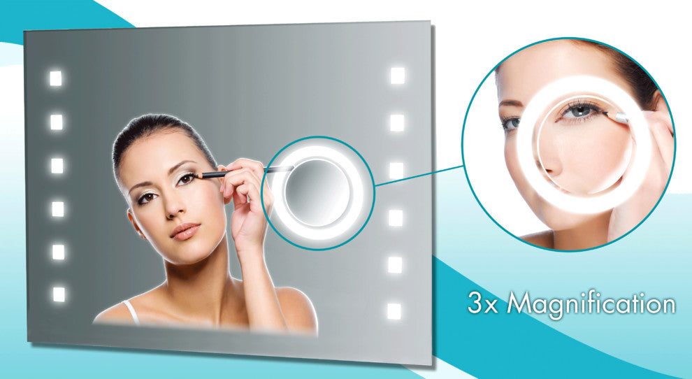 SteamSpa Wide Frameless Fog Free Mirror with Back Lighting