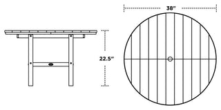 Polywood Kids 38" Dining Table, Black