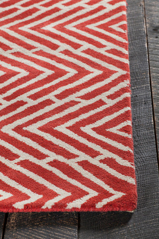 Davin Contemporary Area Rug, Red and White, 7'x10'
