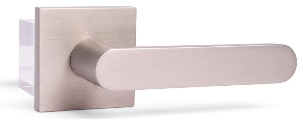Modern Heavy Duty Designer Door Handle - Chrystie Collection, Satin Nickel, Privacy Right Hand